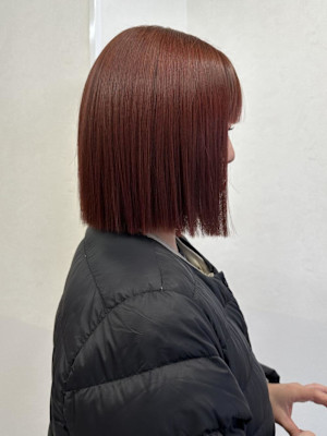 ローズカラー&切りっぱなしボブ♪
