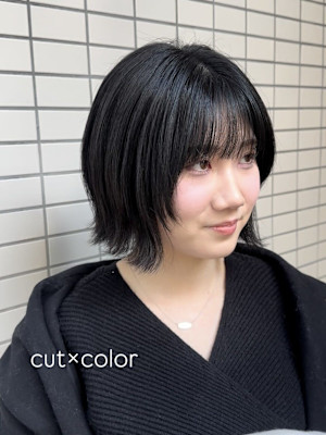 ボブカット/外ハネボブ/小顔カット/顔まわりカット/黒髪ボブ
