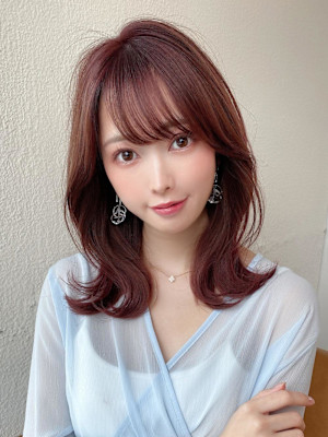 ウェーブミディアム/メルティカラー/レイヤー/似合わせカット