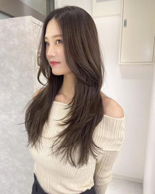 オリーブベージュ/レイヤー/顔周りレイヤー/タブルカラー