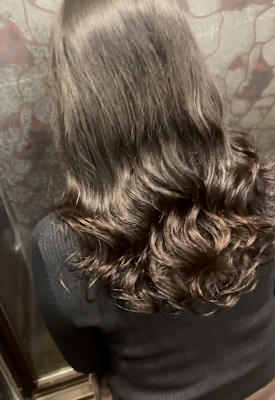 ミディアムレイヤーコテ巻き風パーマ