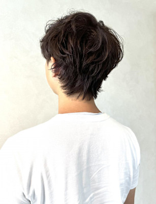 ラベンダーハイライト・メンズマッシュショート