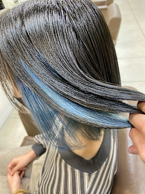 インナーカラー　スカイブルー