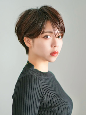 前下がりショート・ボブ/絶壁解消/前髪あり/40代