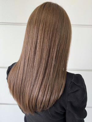 髪質改善カラー ミルクティーグレージュ レイヤー 韓国ヘア 