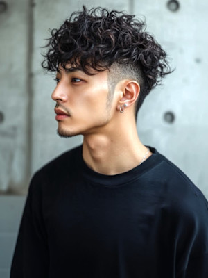 ツイストスパイラルパーマ ツーブロック フェードカット 