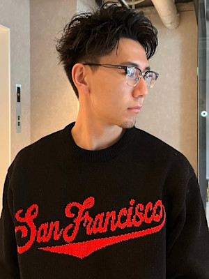 ツーブロック ニュアンスパーマ アップバング ビジネス