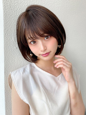 美髪大人ショート丸みマッシュショートイメチェン分け目なし