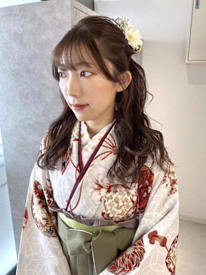 袴ヘアセット/袴ヘア/卒業式ヘア/ハーフアップ/ヘアアレンジ