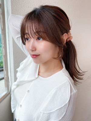 韓国風レイヤーイメチェンハッシュカットワイドバング美髪
