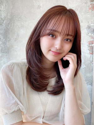 韓国風レイヤーイメチェンハッシュカットワイドバング美髪