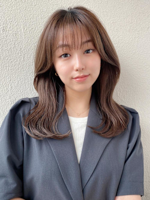 韓国風レイヤーイメチェンハッシュカットワイドバング美髪