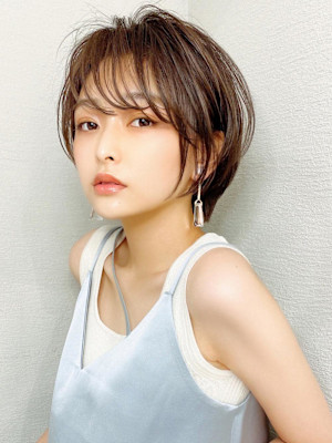 美髪大人ショート丸みマッシュショートイメチェン分け目なし