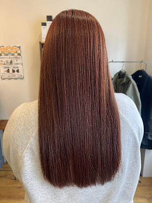 ピンク×オレンジ×髪質改善カラー×ロング