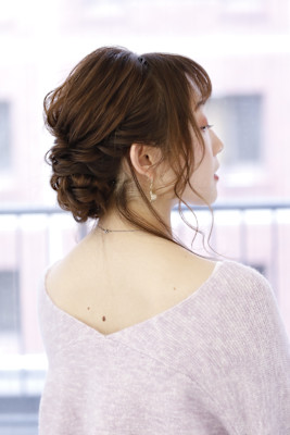 編み込みゆるふわウェーブ×フィッシュボーン