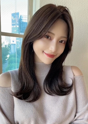 韓国風レイヤーイメチェンハッシュカットワイドバング美髪