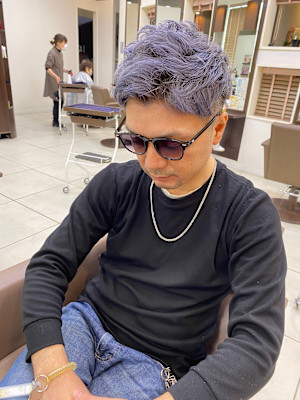 ダブルカラー　ブルーアッシュ