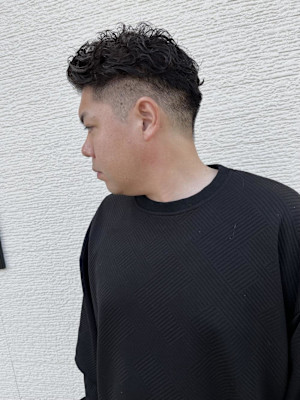 オールバック　ウェーブパーマ