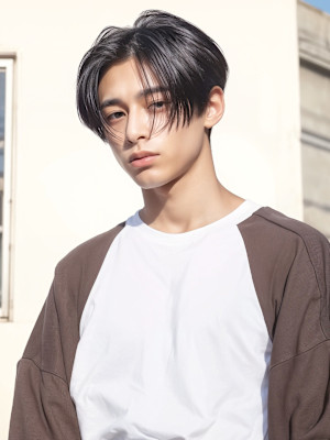 無造作マッシュメンズショート☆ツーブロックアッシュブラウン