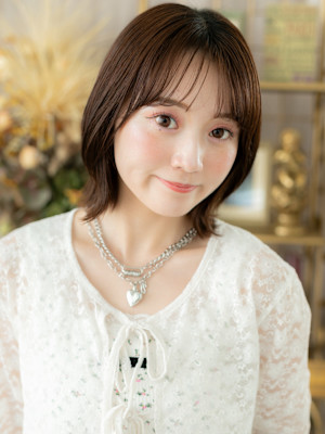 透けバングツヤ髪アースカラーくびレイヤー　マロンベージュ