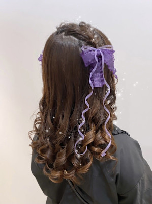 リボンアレンジハーフツイン☆