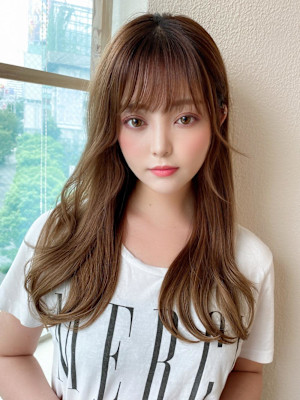 イメチェンロングレイヤー顔周りレイヤー後れ毛小顔カット美髪