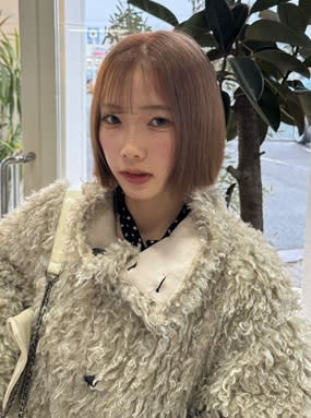 ブリーチなしダブルカラー/切りっぱなしボブ/髪質改善