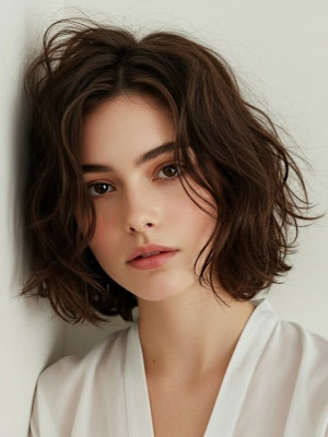 オーガニックカラー ベージュカラー ゆる巻きボブ 30代