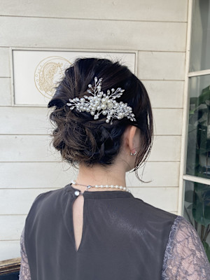 お呼ばれアレンジ肩ラインボブアップスタイルヘアセット