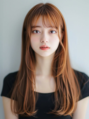 【pignon】オレンジベージュ 韓国風 顔周りレイヤー