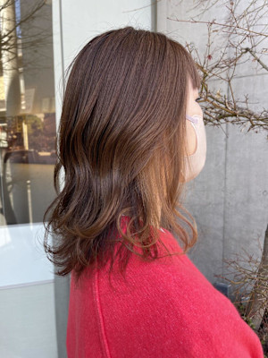 こめかみ白髪にイヤリングカラー