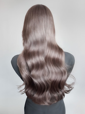 大人可愛い艶髪秋色カラーくすみベージュくびれロングレイヤー