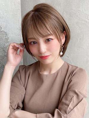 美髪大人ショート丸みマッシュショートイメチェン分け目なし