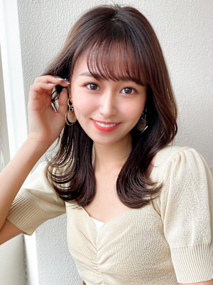 韓国風レイヤーイメチェンハッシュカットワイドバング美髪