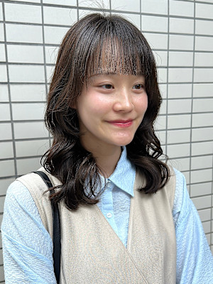 コテ巻き風パーマ/デジタルパーマ/韓国風パーマ/小顔カット