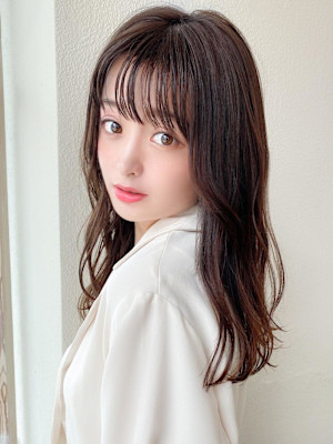 イメチェンロングレイヤー顔周りレイヤー後れ毛小顔カット美髪