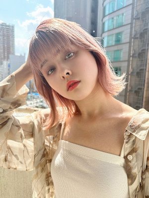 大人可愛いくびれヘア×ピンクベージュ