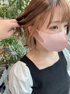 Goofy銀座/くびれボブ/イヤリングカラー/ベージュ