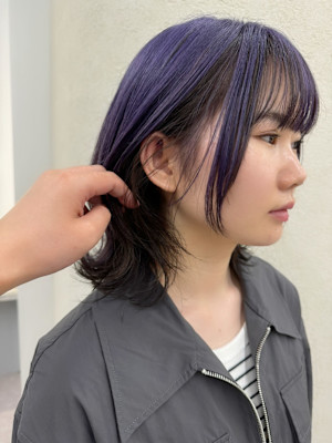 逆インナーカラー/ブルーバイオレット/ステップカット