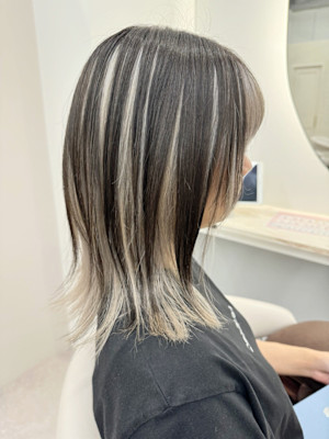 アンブレラカラー/ブラック/プラチナ/レイヤーカット