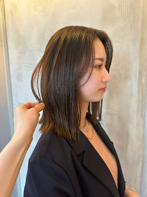 池袋  大人可愛い 切りっぱなし ブラウンベージュ♪