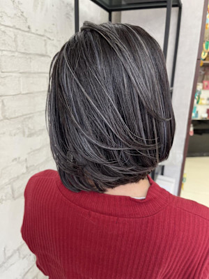 30.40代白髪ぼかしハイライトダークグレー