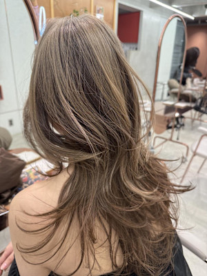 レイヤーカット/アンブレラカラー/ハッシュカット