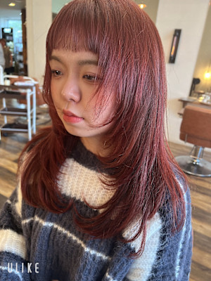 レイヤー　ピンクアッシュ　ピンクブラウン