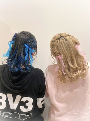 お花で可愛く♪ハーフツイン