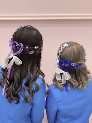 編み込みハーフアップ