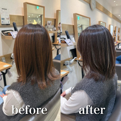 白髪ぼかしハイライトカラー30代40代50代ブルーグレージュ