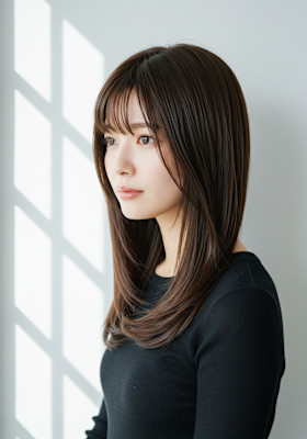 30代40代50代顔周り内巻きレイヤー髪質改善/菊池真琴