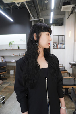 フルバング　パーマ　ブルーブラック