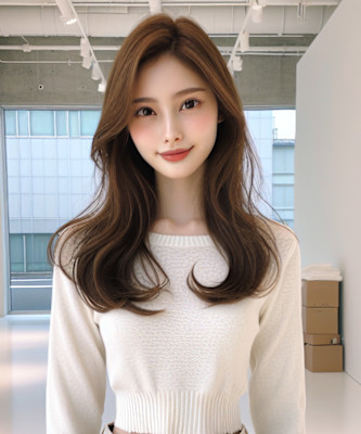 ★大人ガーリーくびレイヤーロングふんわりカール小顔こなれヘア